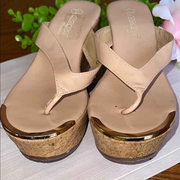 Beige Wedge Sandals - Picture 6 of 6